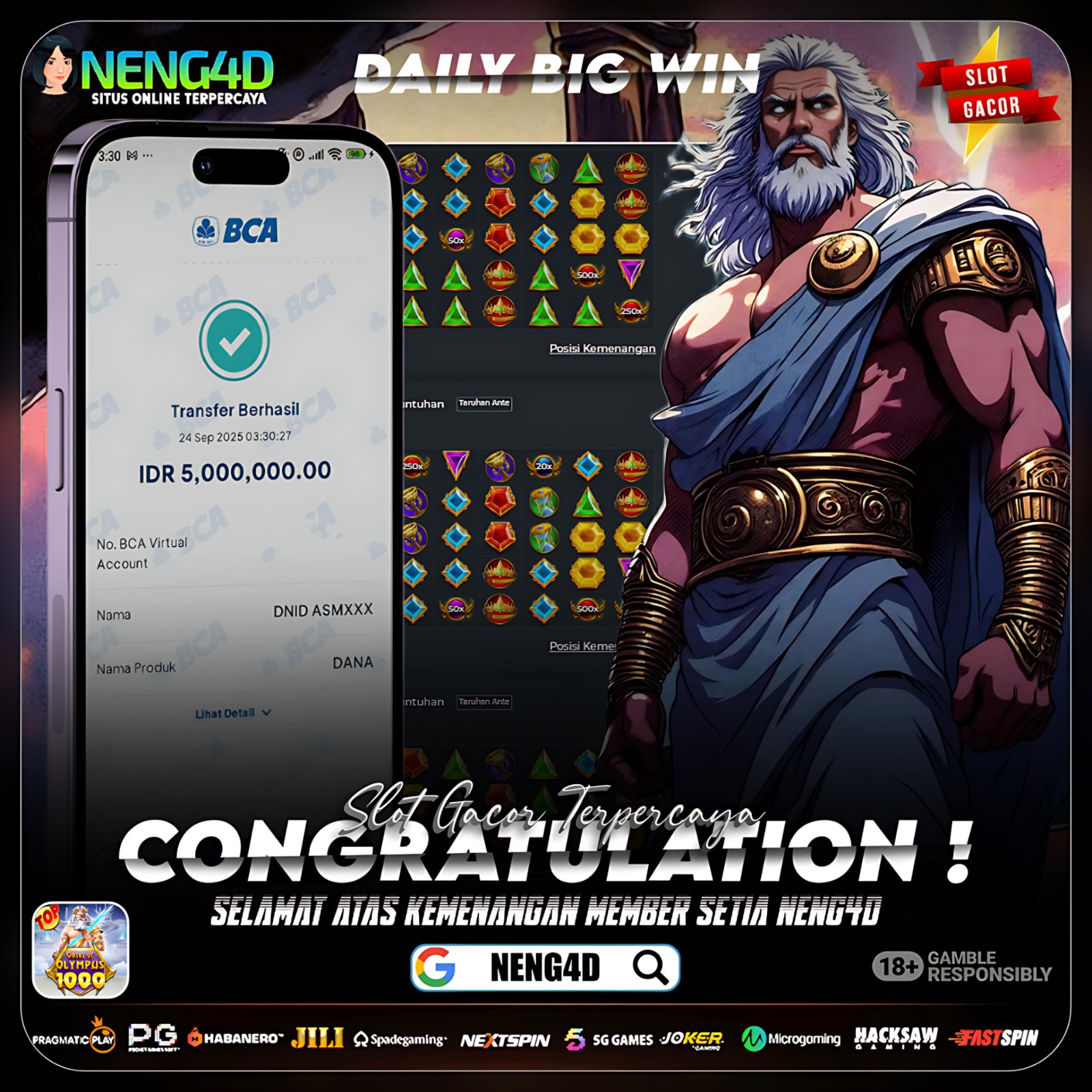 PERKALIAN FANTASTIS DARI PERMAINAN GATES OF OLYMPUS 1000 NENG4D