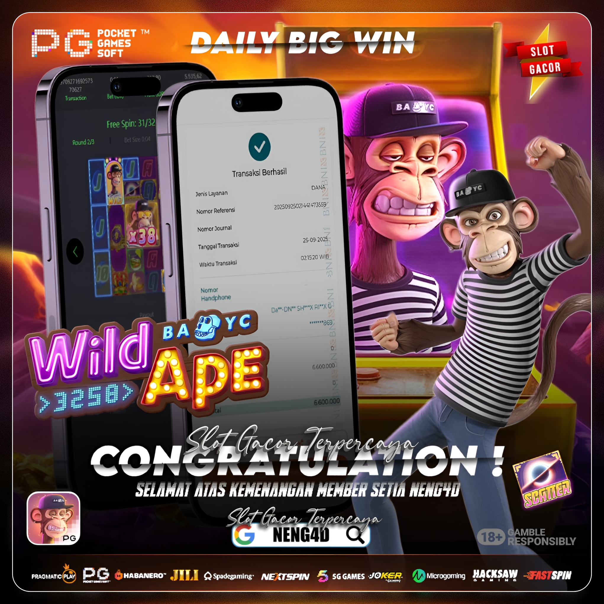 MENANG BESAR DI WILD APES #3258 BARENG NENG4D