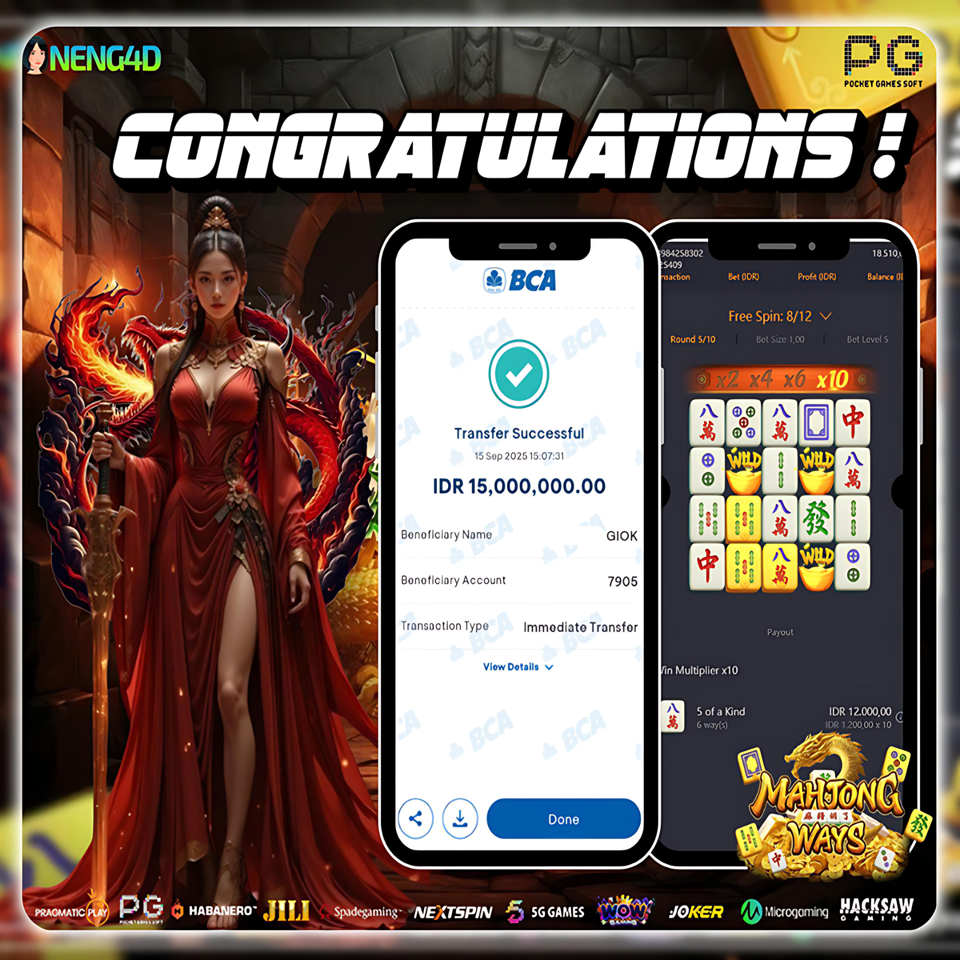 PG SOFT - JACKPOT SLOT MAHJONG WAYS Rp.15.000.000,- LUNAS