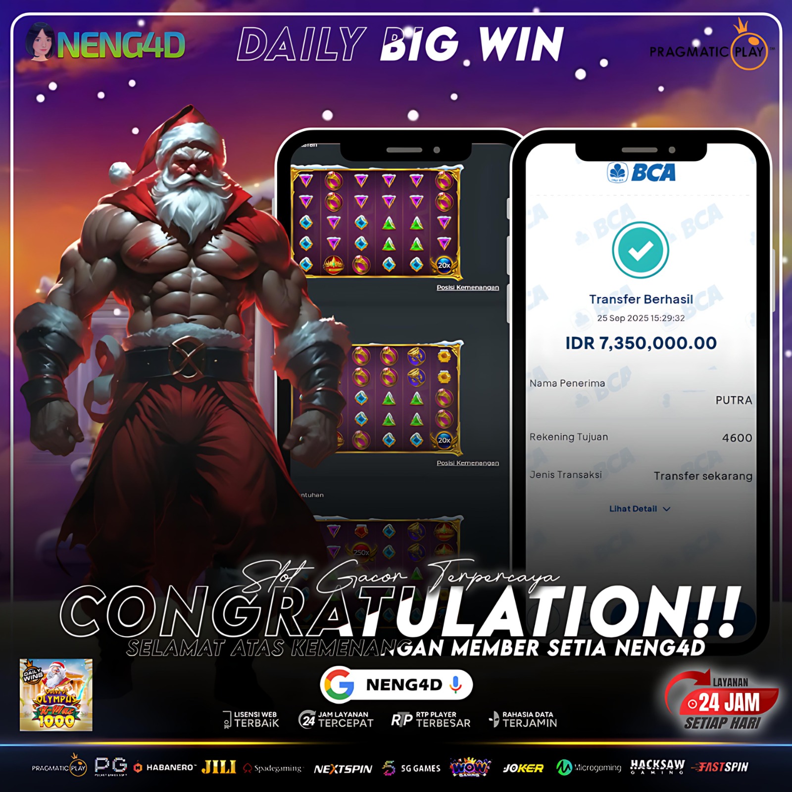 PRAGMATIC PLAY - JACKPOT XMAS GATES OF OLYMPUS 1000 Rp.7.350.000