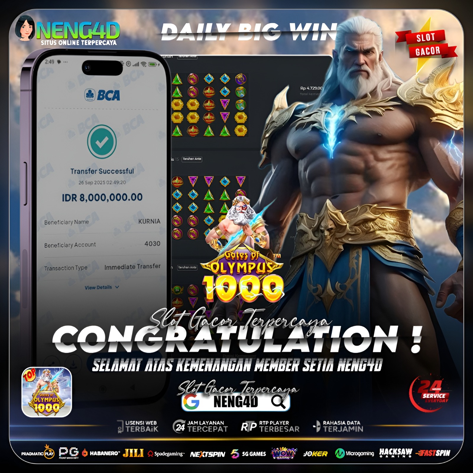 MENANG BESAR BARENG NENG4D DI GATE OF OLYMPUS 1000