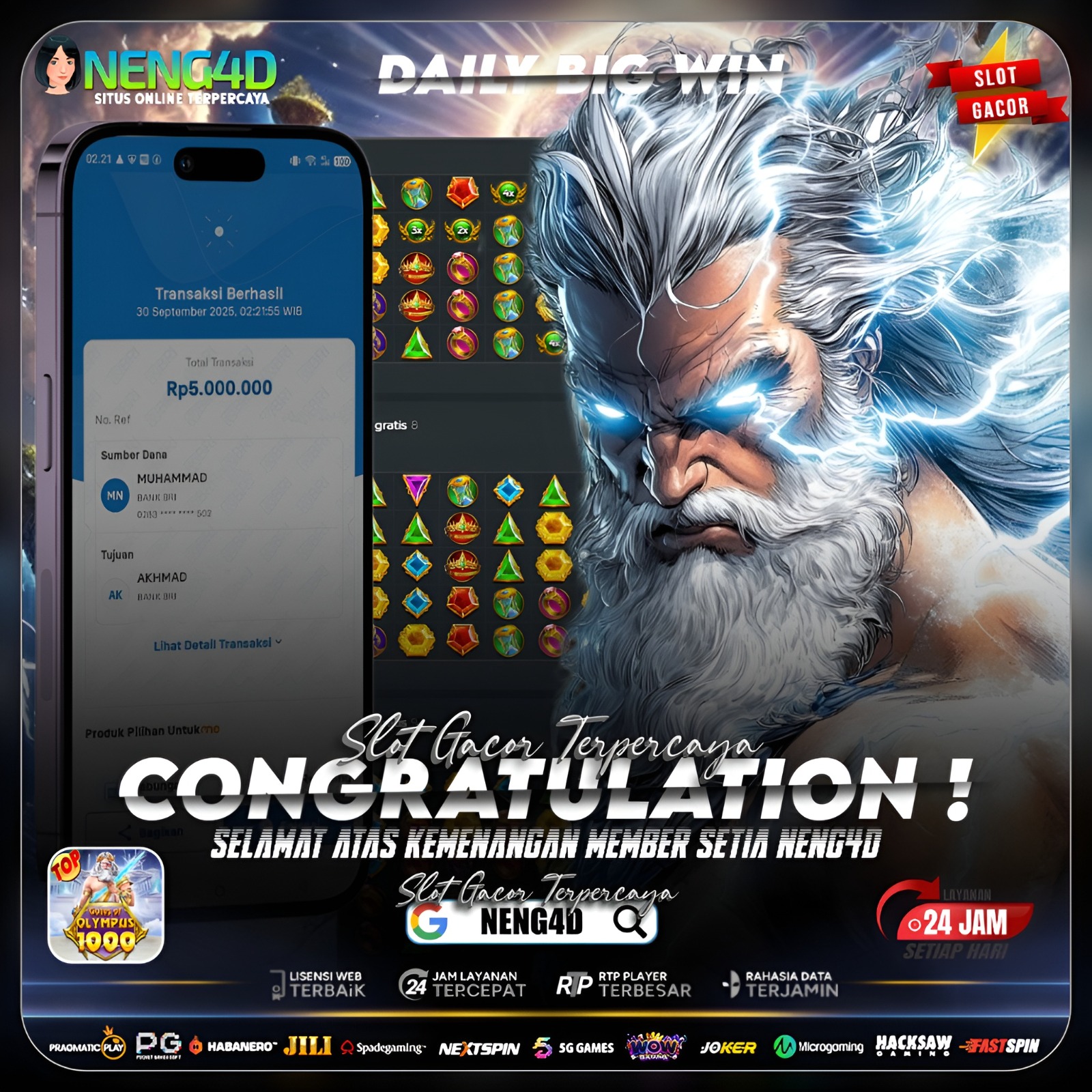 PETIR ZEUS HANTAM JACKPOT DI GATE OF OLYMPUS 1000