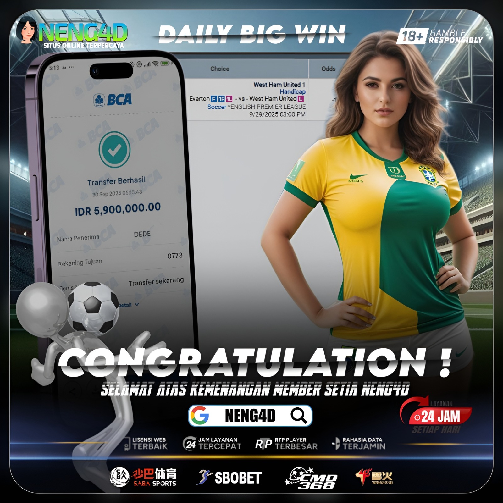 KEMENANGAN BESAR HANDICAP SABA SPORT BARENG NENG4D