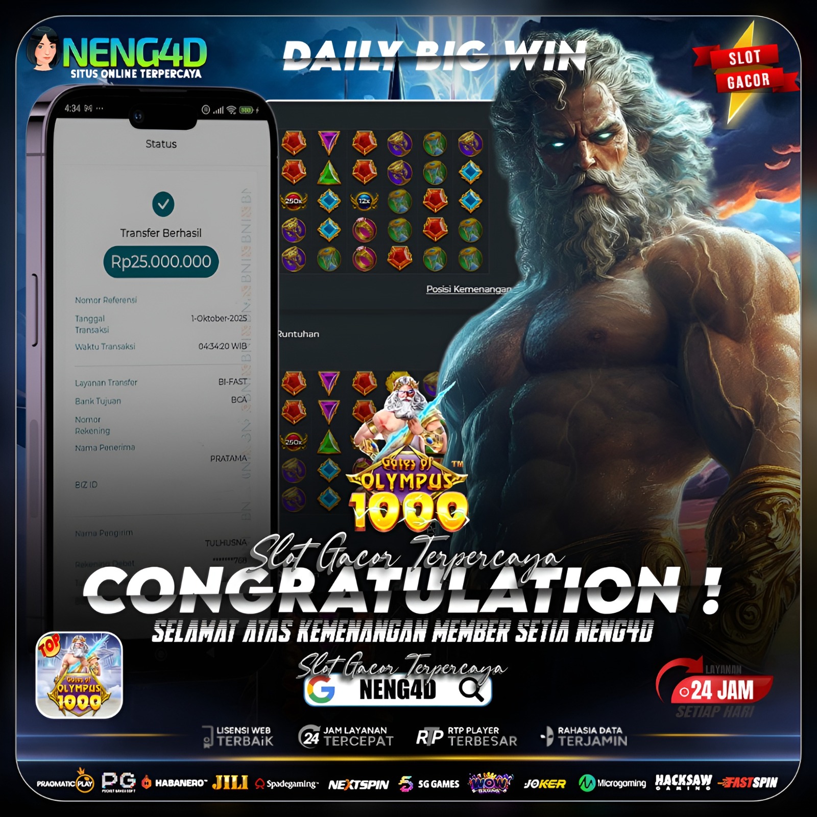 CUAN 25 JUTA BARENG NENG4D DI GATE OF OLYMPUS 1000