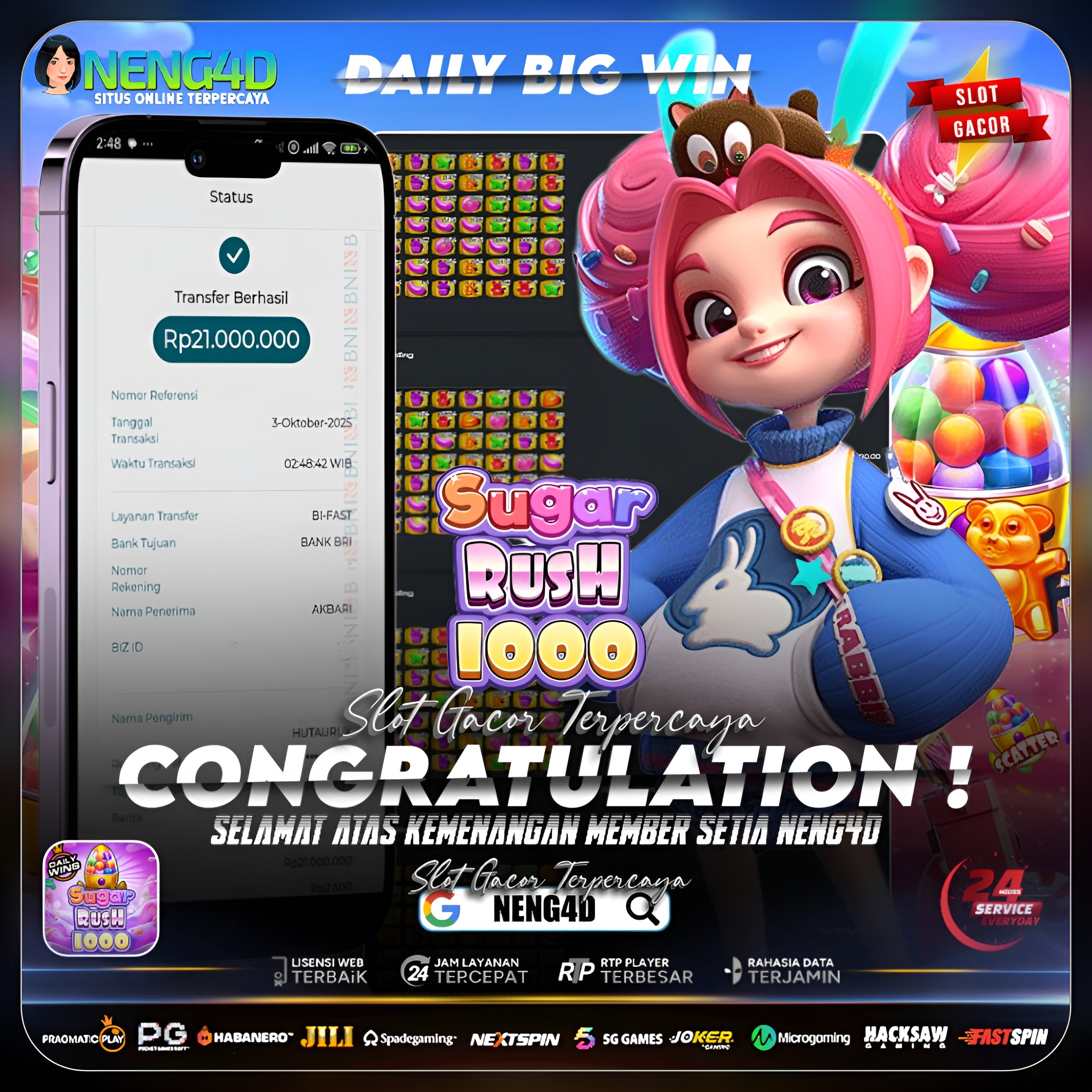 KEMENANGAN FANTASTIS SUGAR RUSH 1000