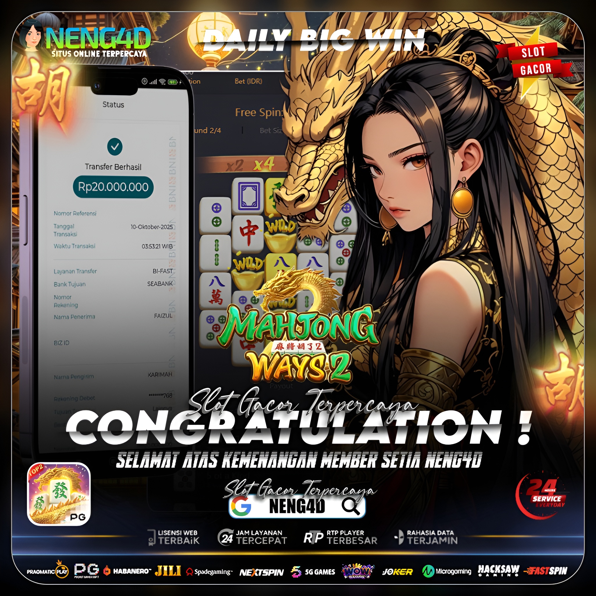 GEGERRR! MEMBER NENG4D SAPU BERSIH 20 JUTA DI MAHJONG WAYS 2!