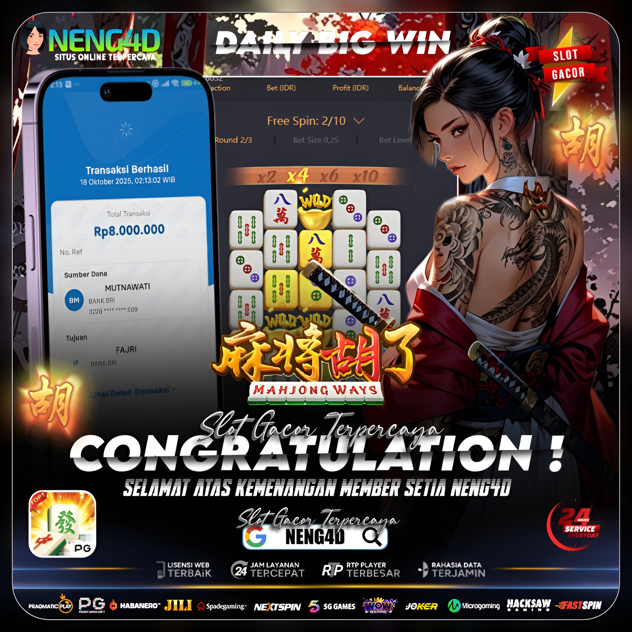 Member Setia NENG4D Raih Kemenangan 8 Juta di Permainan Mahjong Ways