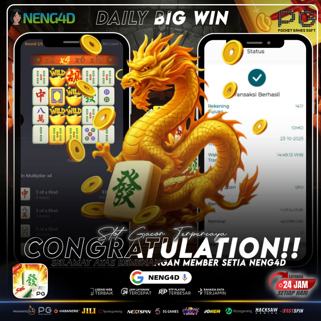 Member Setia NENG4D Raih Kemenangan 40 Juta di Permainan Mahjong Ways