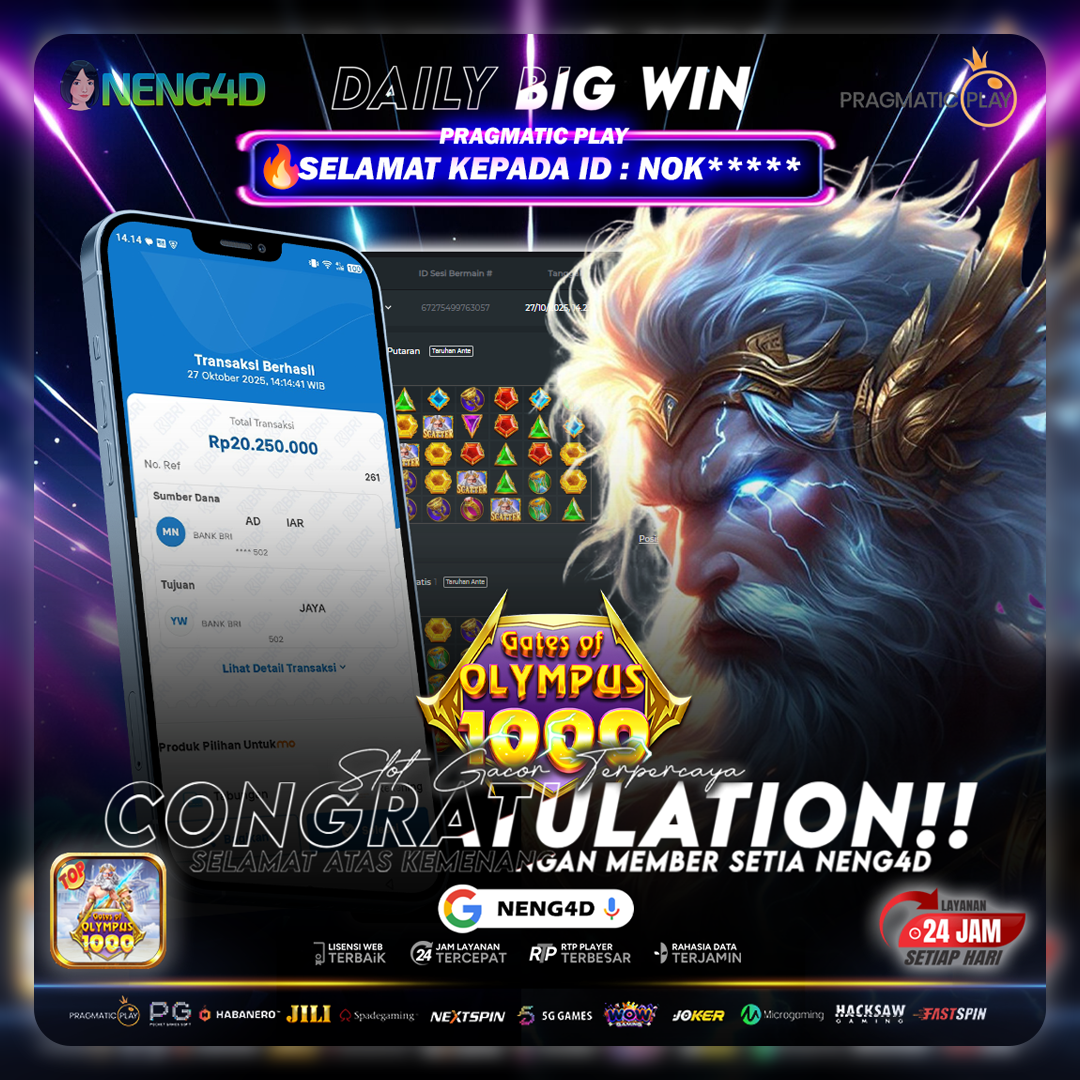 PRAGMATIC PLAY - JACKPOT SLOT GATES OF OLYMPUS X1000 Rp.20.250.000