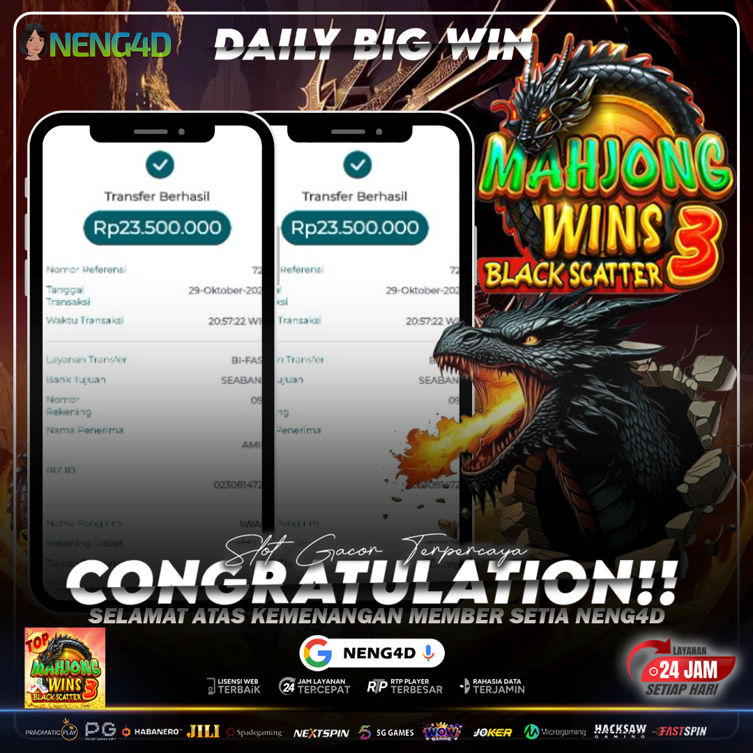 Kemenangan Fantastis 47 Juta Member Setia NENG4D di Permainan Mahjong Wins 3 – Black Scatter