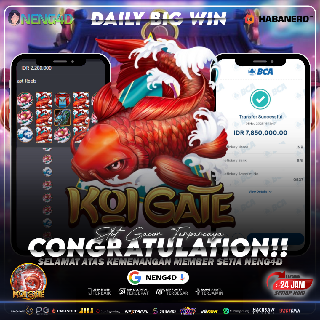 Kemenangan Besar Rp.7.800.000 Member Setia NENG4D di Permainan Koi Gate