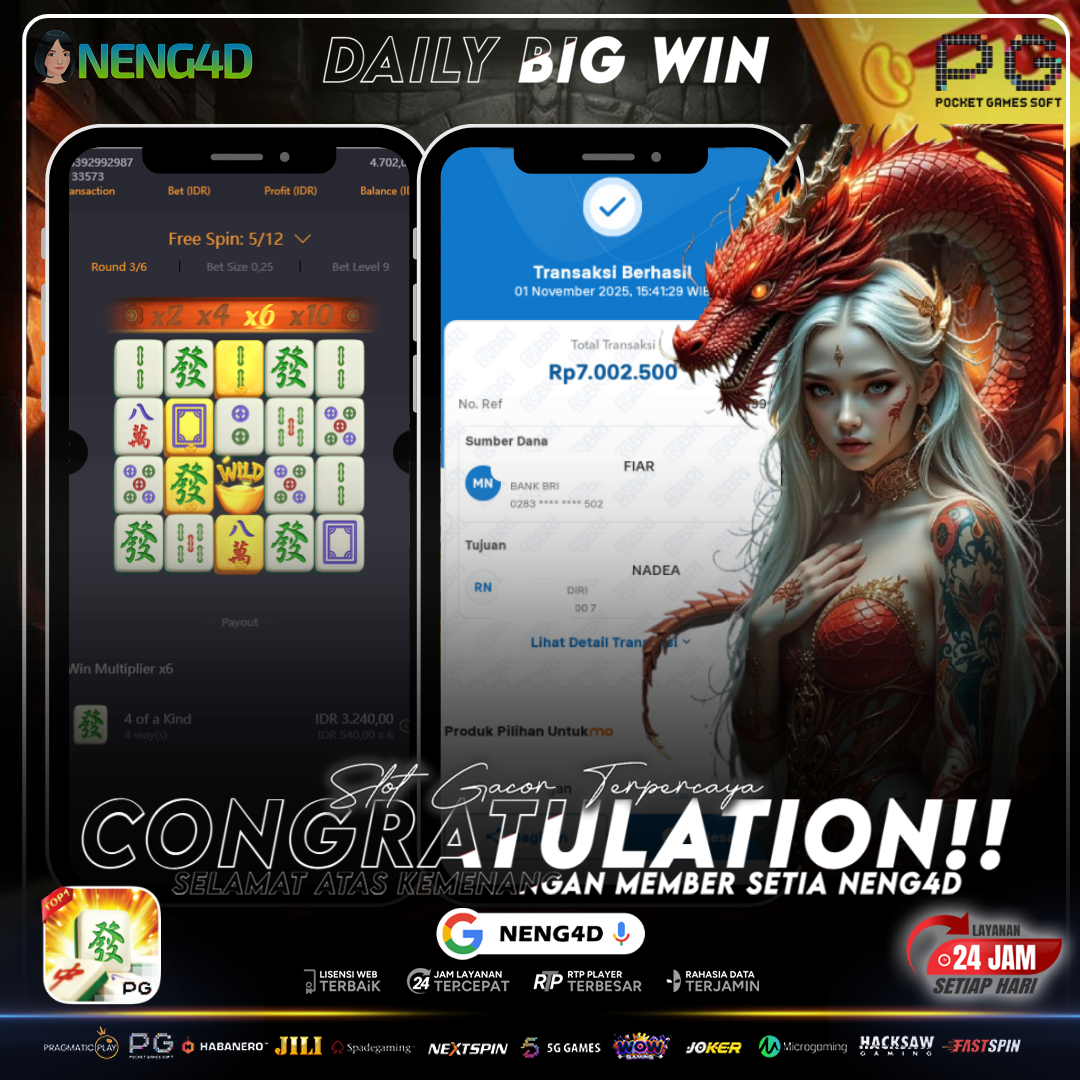 MEMBER SETIA NENG4D BERHASIL MENANG 7 JUTA DI MAHJONG WAYS PG SOFT