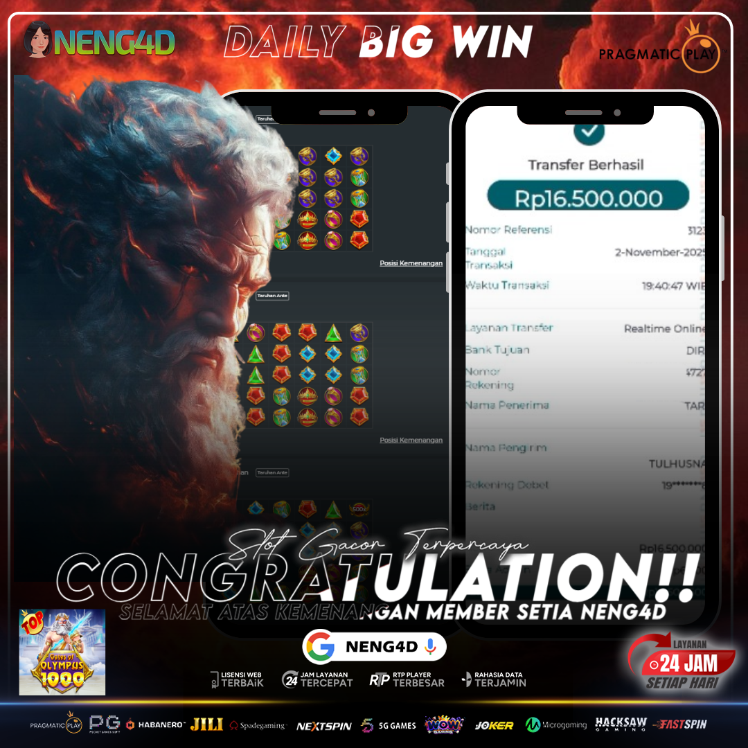 ZEUS TURUN TANGAN! MEMBER NENG4D HANTAM JACKPOT 16,5 JUTA DI GATES OF OLYMPUS 1000 !