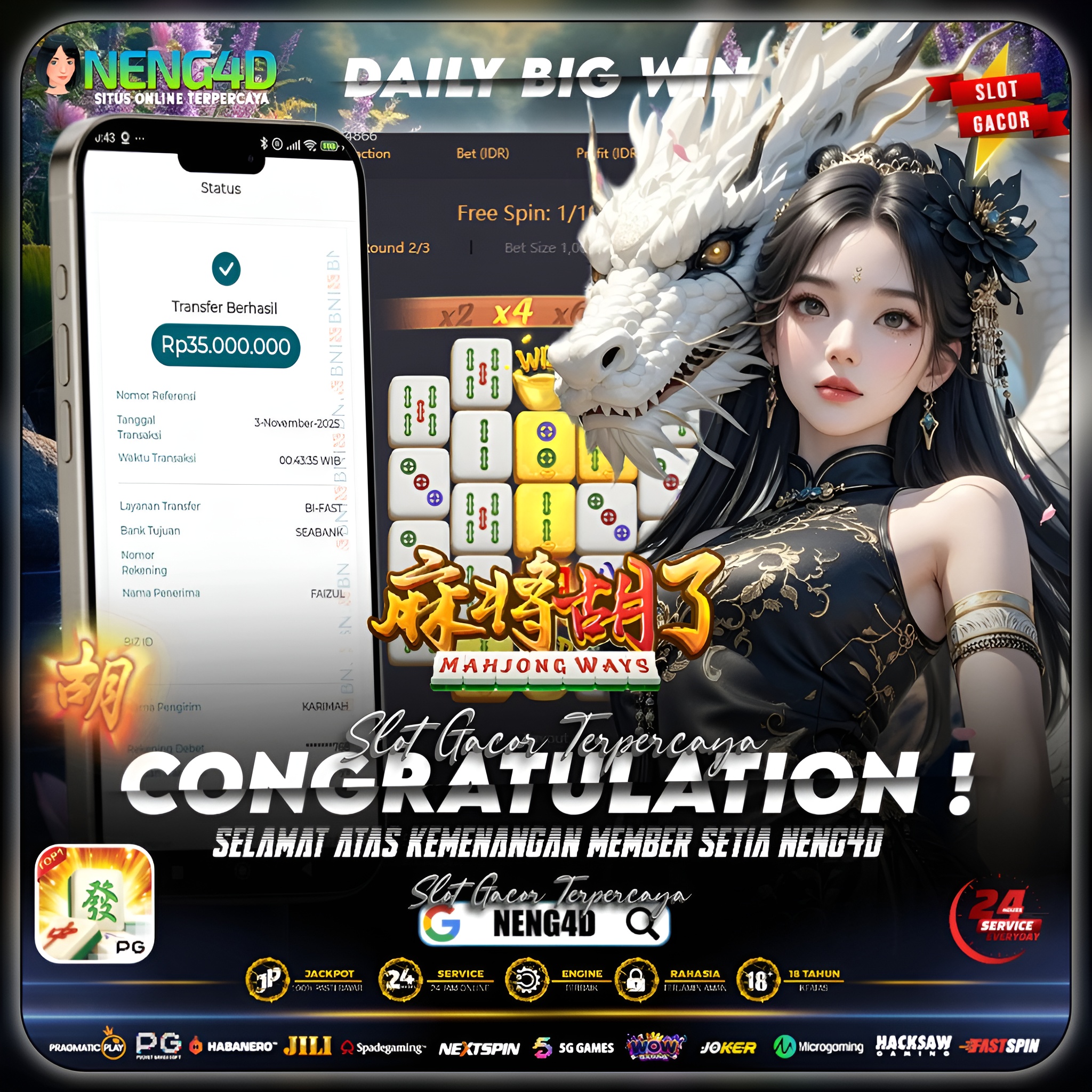 MEMBER SETIA NENG4D MENANG 35 JUTA DI MAHJONG WAYS PG SOFT