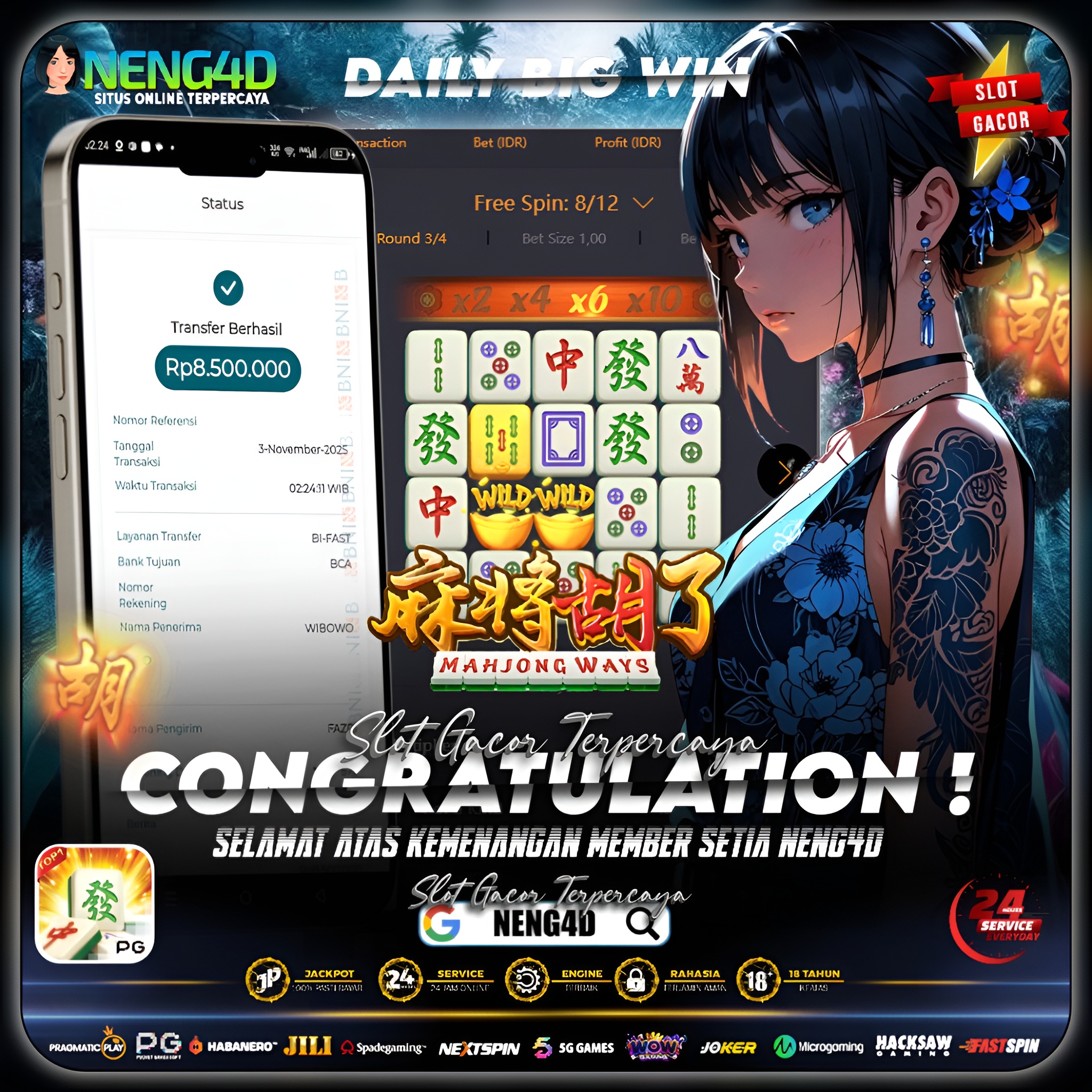 MEMBER SETIA NENG4D MENANG 8,5 JUTA DI MAHJONG WAYS PG SOFT