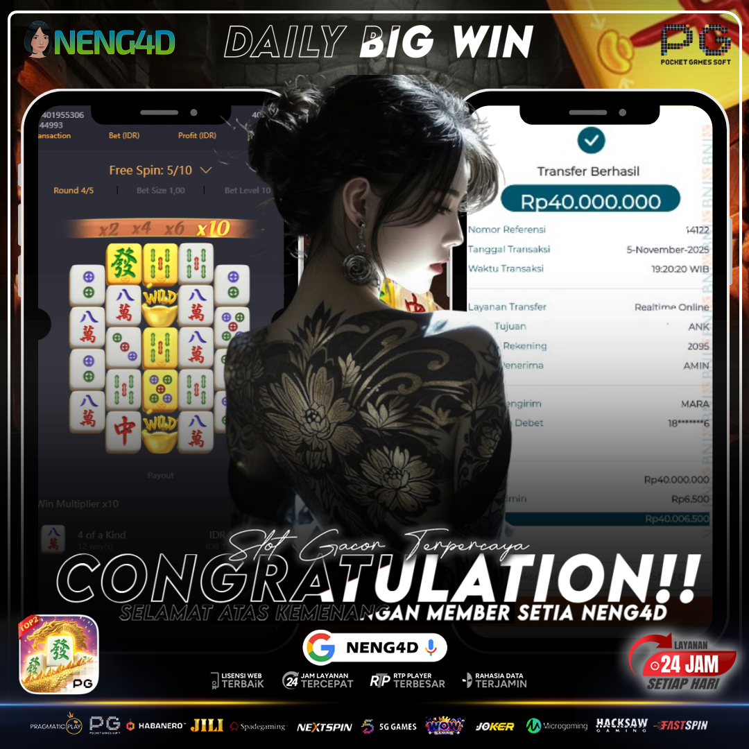 MEMBER SETIA NENG4D MENANG 40 JUTA DI MAHJONG WAYS 2 PG SOFT