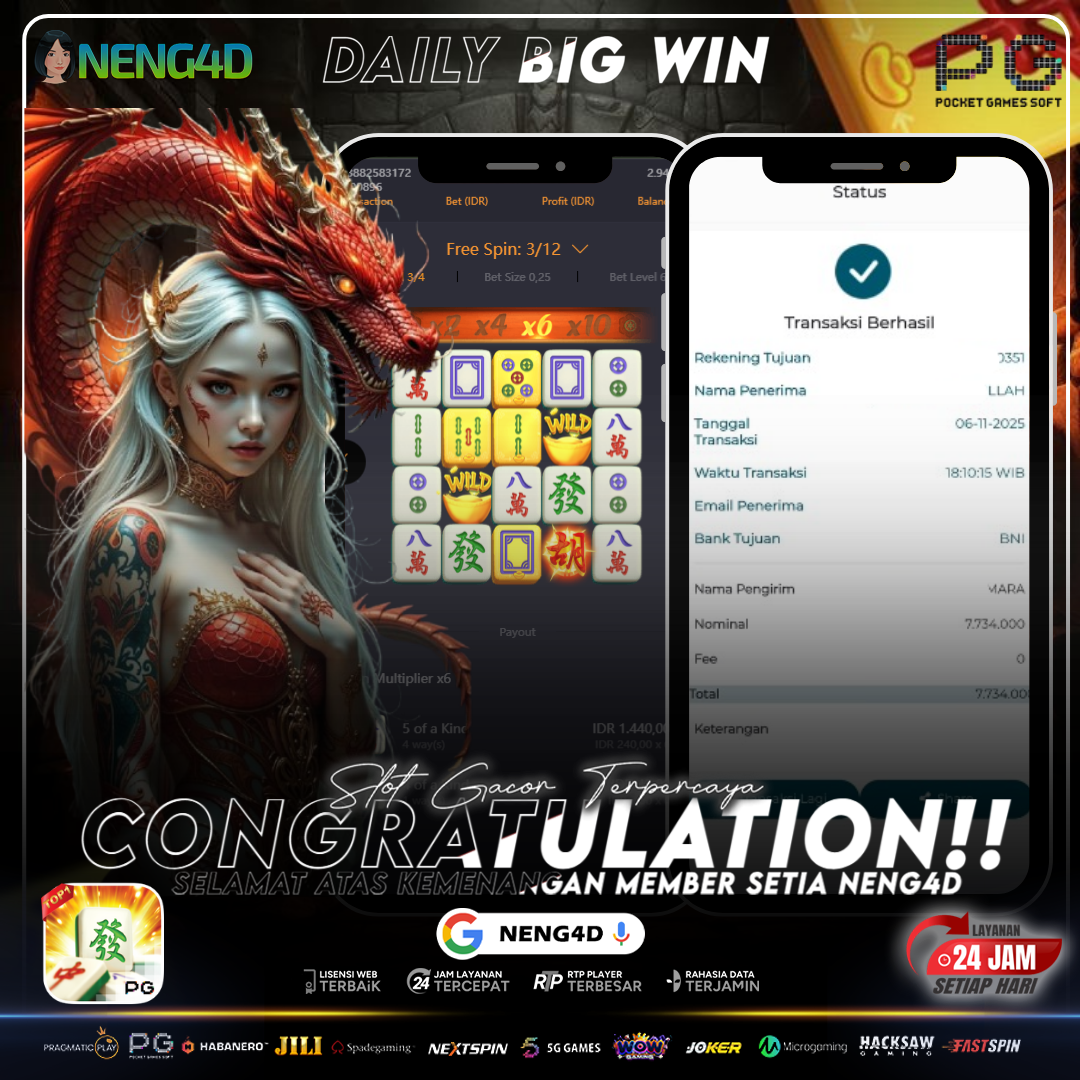 MEMBER SETIA NENG4D MENANG 7,7 JUTA DI MAHJONG WAYS PG SOFT