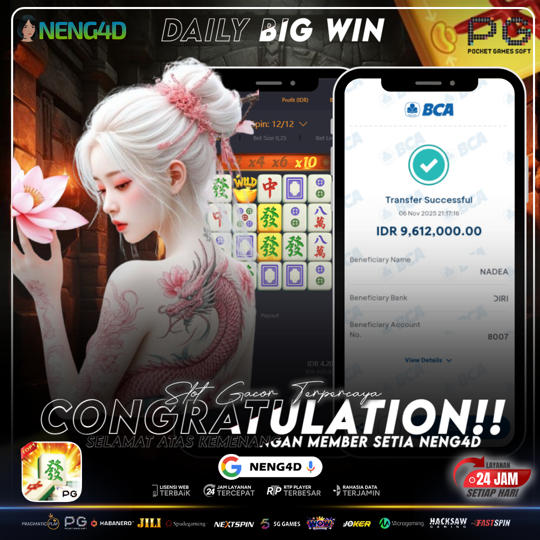 MEMBER SETIA NENG4D MENANG 9,6 JUTA DI MAHJONG WAYS PG SOFT