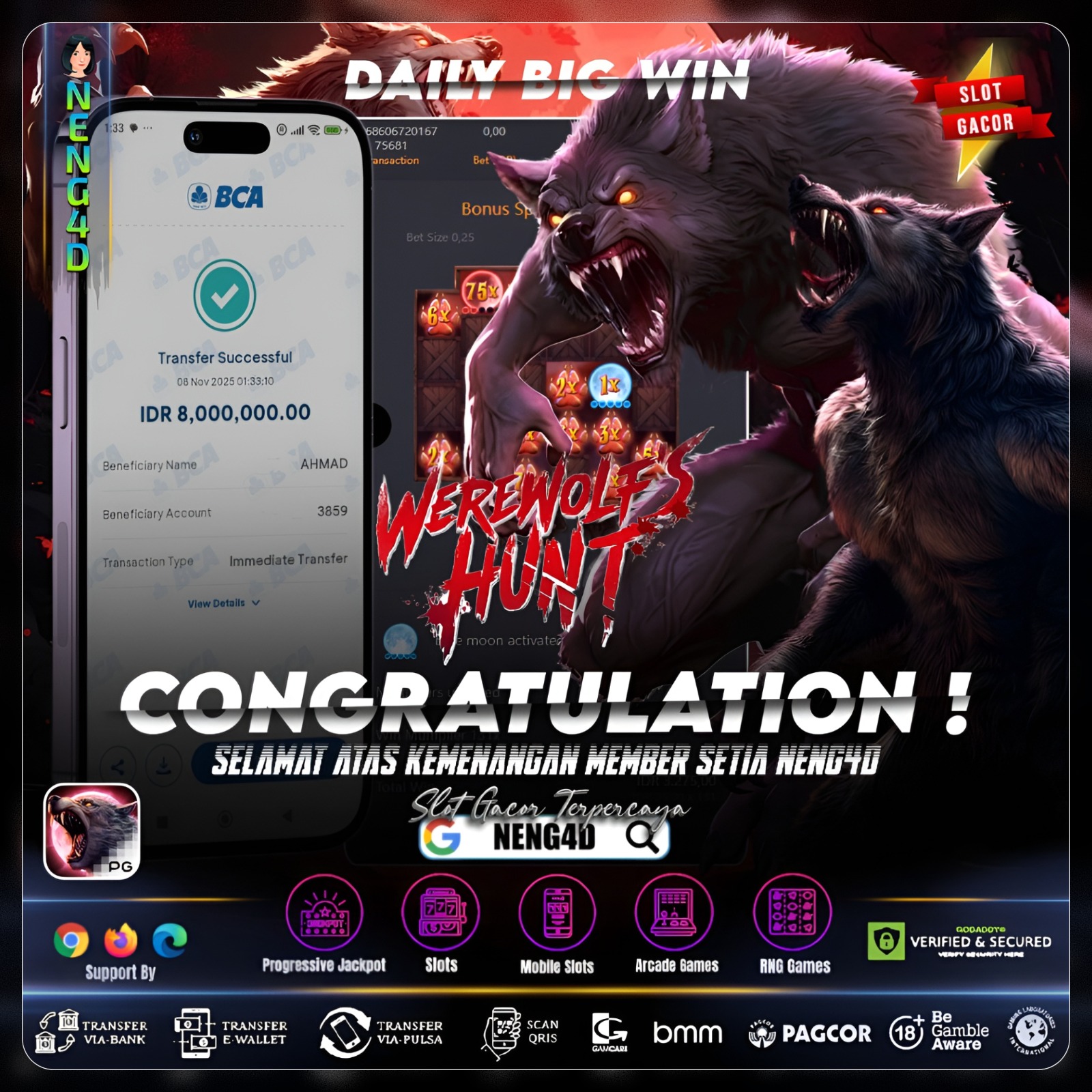 Kemenangan 8 Juta di Werewolf’s Hunt PG Soft