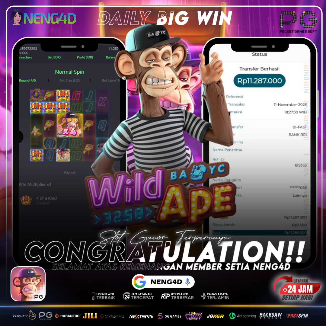 KEMENANGAN GEMILANG! MEMBER NENG4D RAIH 11 JUTA DI WILD APE!