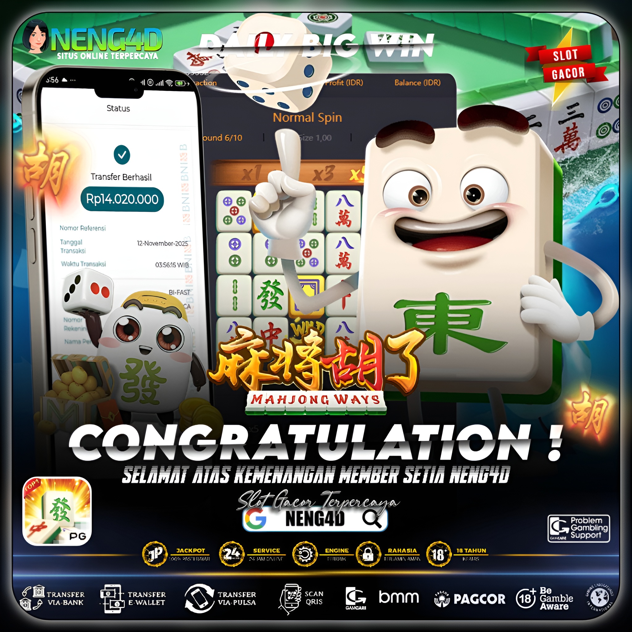 KEMENANGAN 14 JUTA DI MAHJONG WAYS PG SOFT
