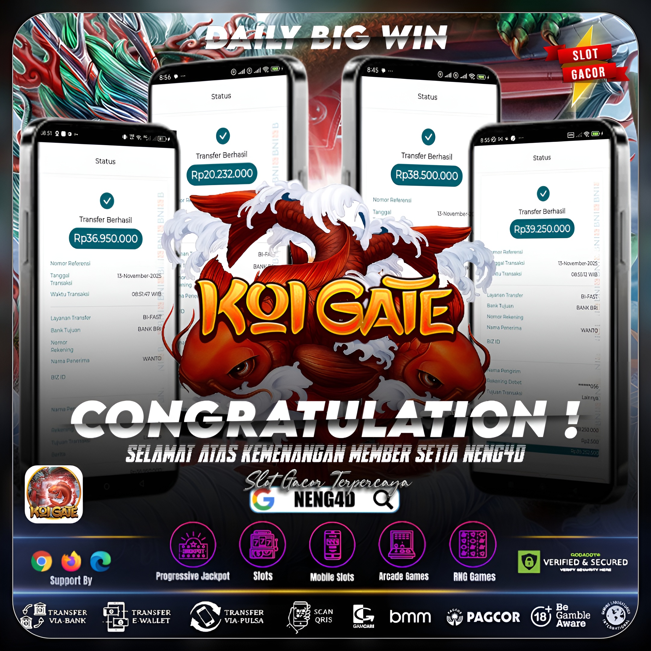 KEMENANGAN SPEKTAKULER 134 JUTA DI KOI GATE HABANERO