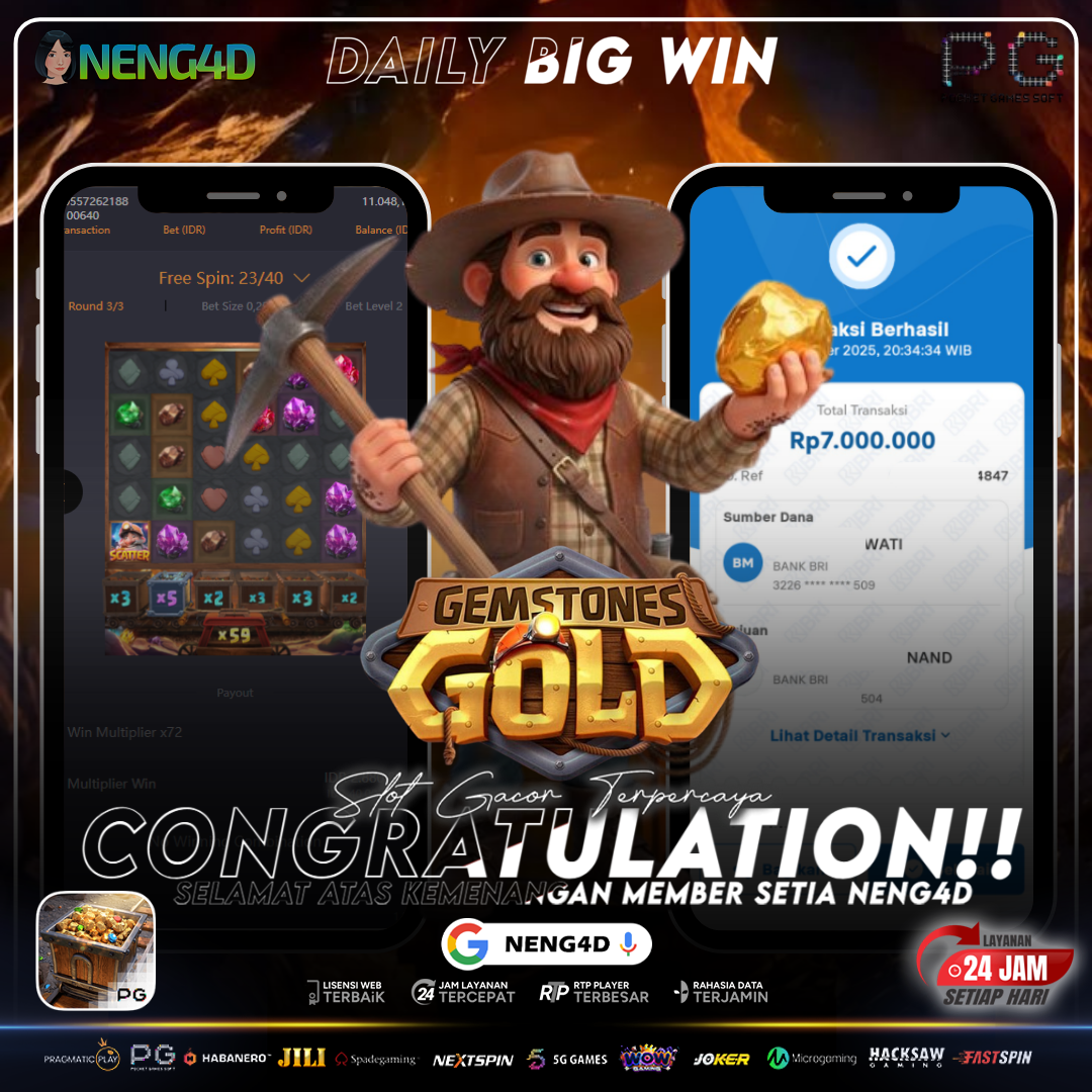 KEMENANGAN FANTASTIS DI GEMSTONE GOLD PG SOFT BARENG NENG4D