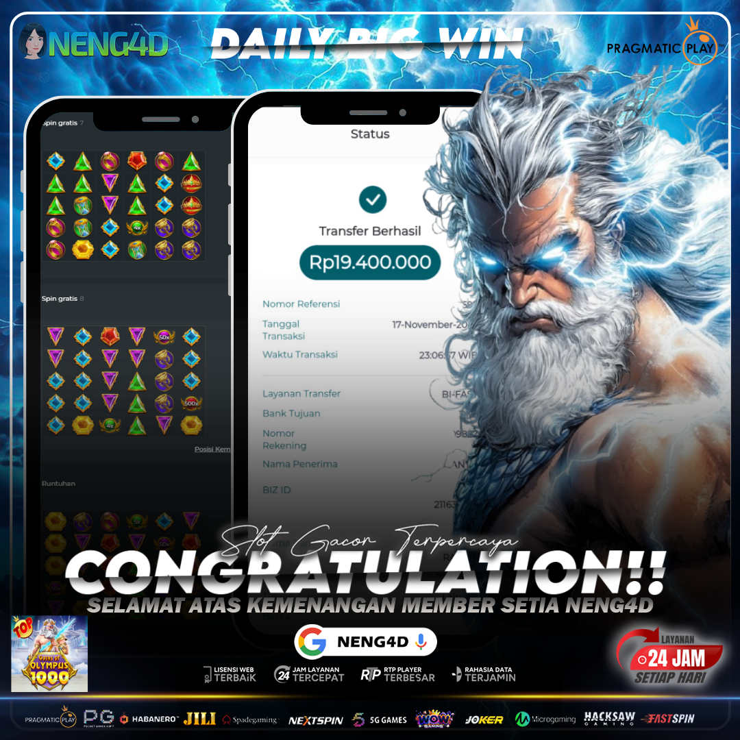 KEMENANGAN 19,4 JUTA DI GATE OF OLYMPUS 1000 PRAGMATIC PLAY