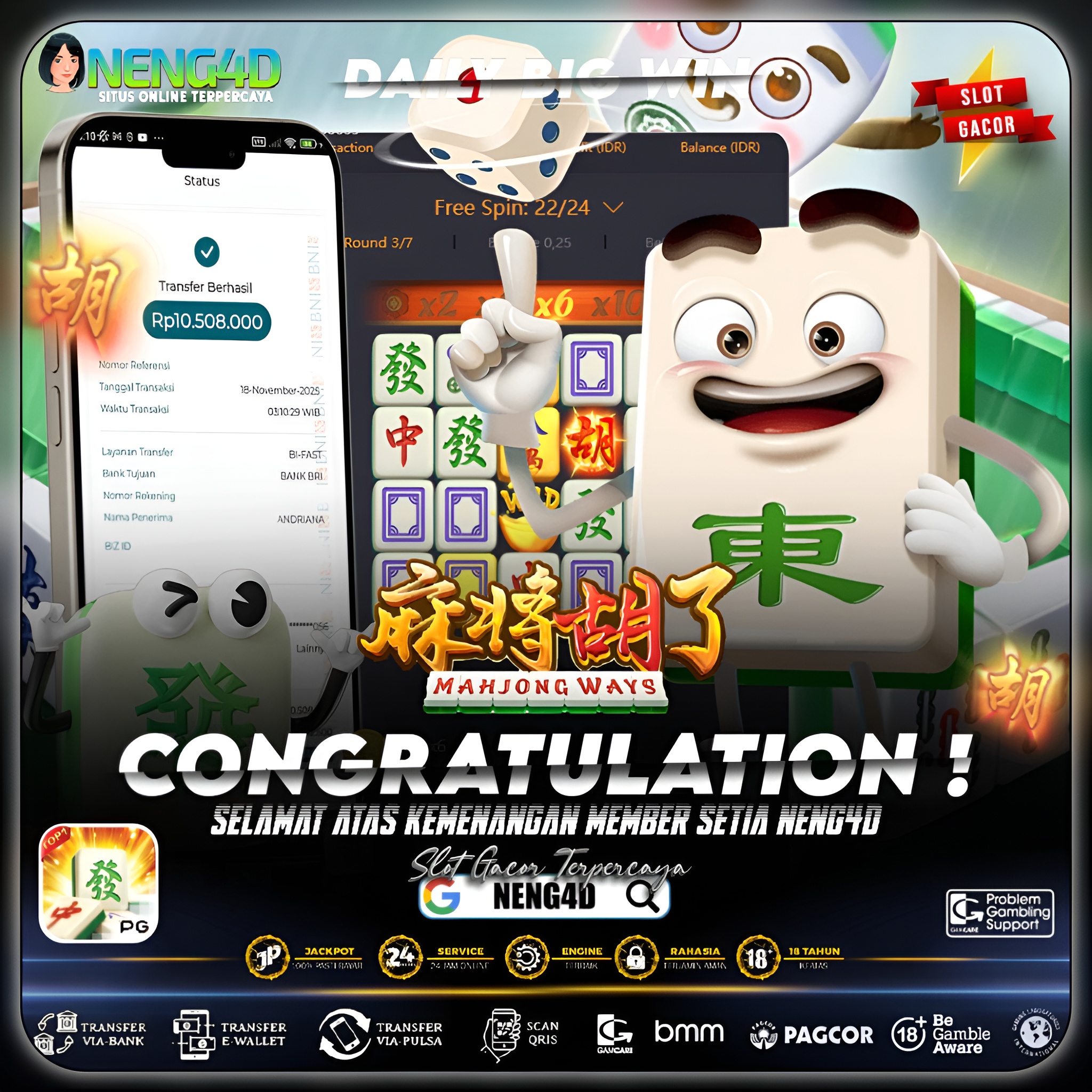 MENANG 10JT MAIN DI MAHJONG WAYS PG SOFT