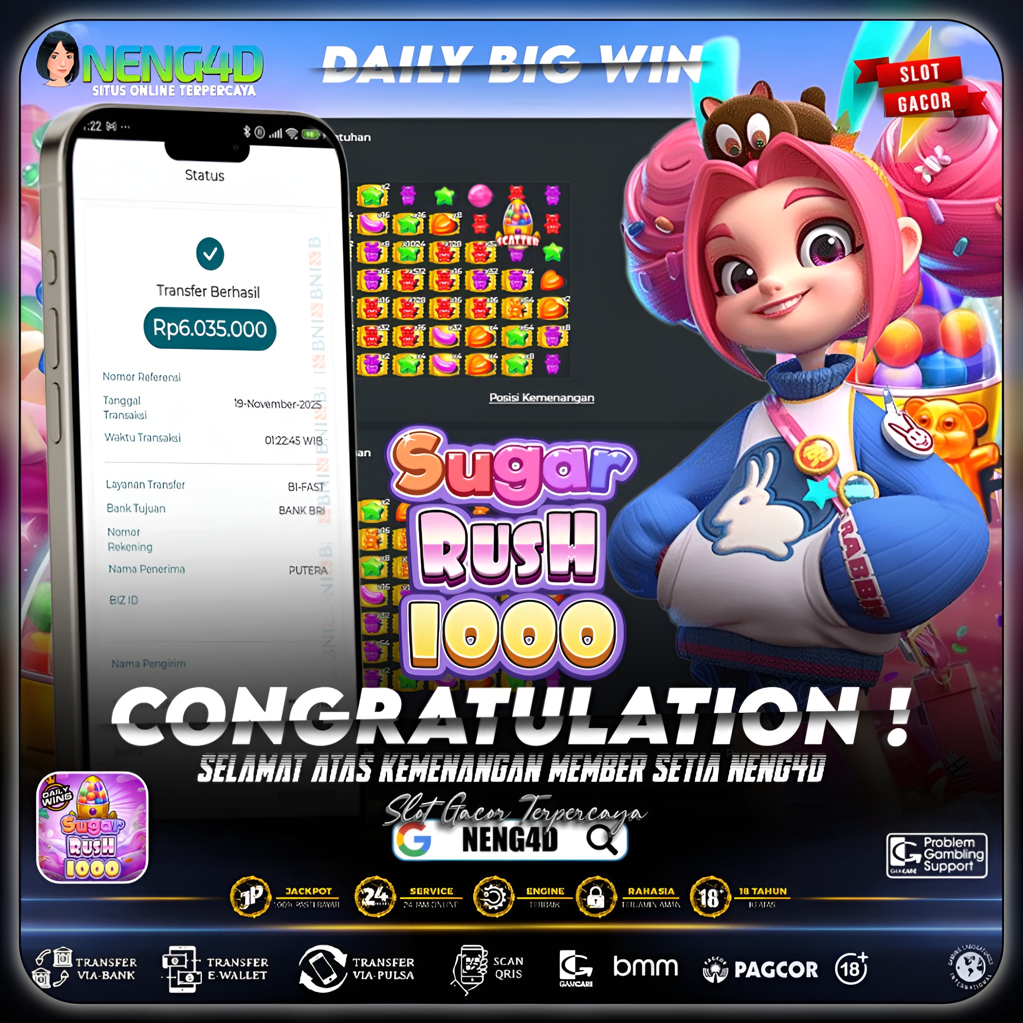 MENANG 6JT MAIN DI SUGAR RUSH 1000 PRAGMATIC PLAY