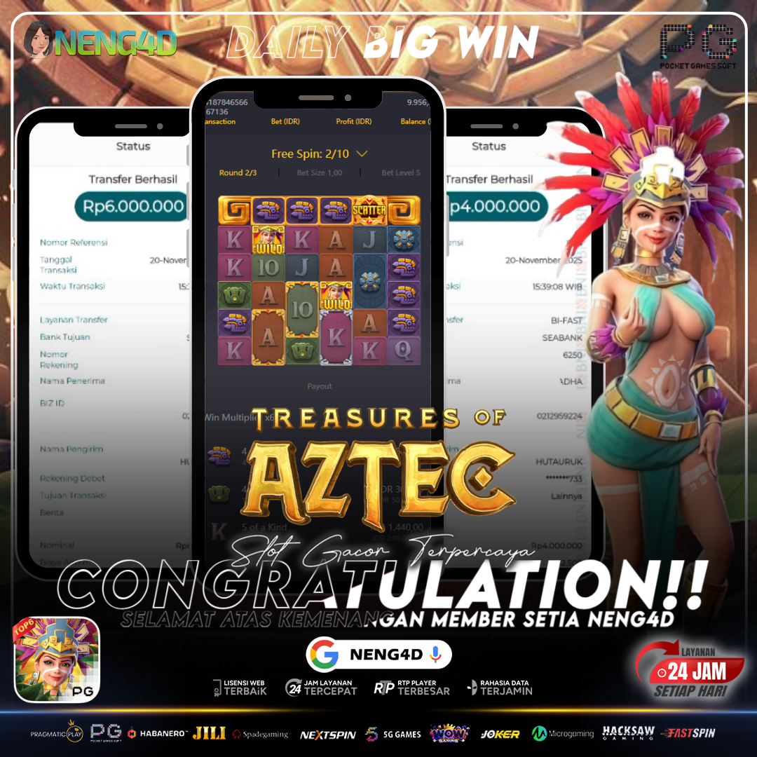 HARTA KARUN MELEDAK! MEMBER NENG4D GONDOL 10 JUTA DI TREASURES OF AZTEC!