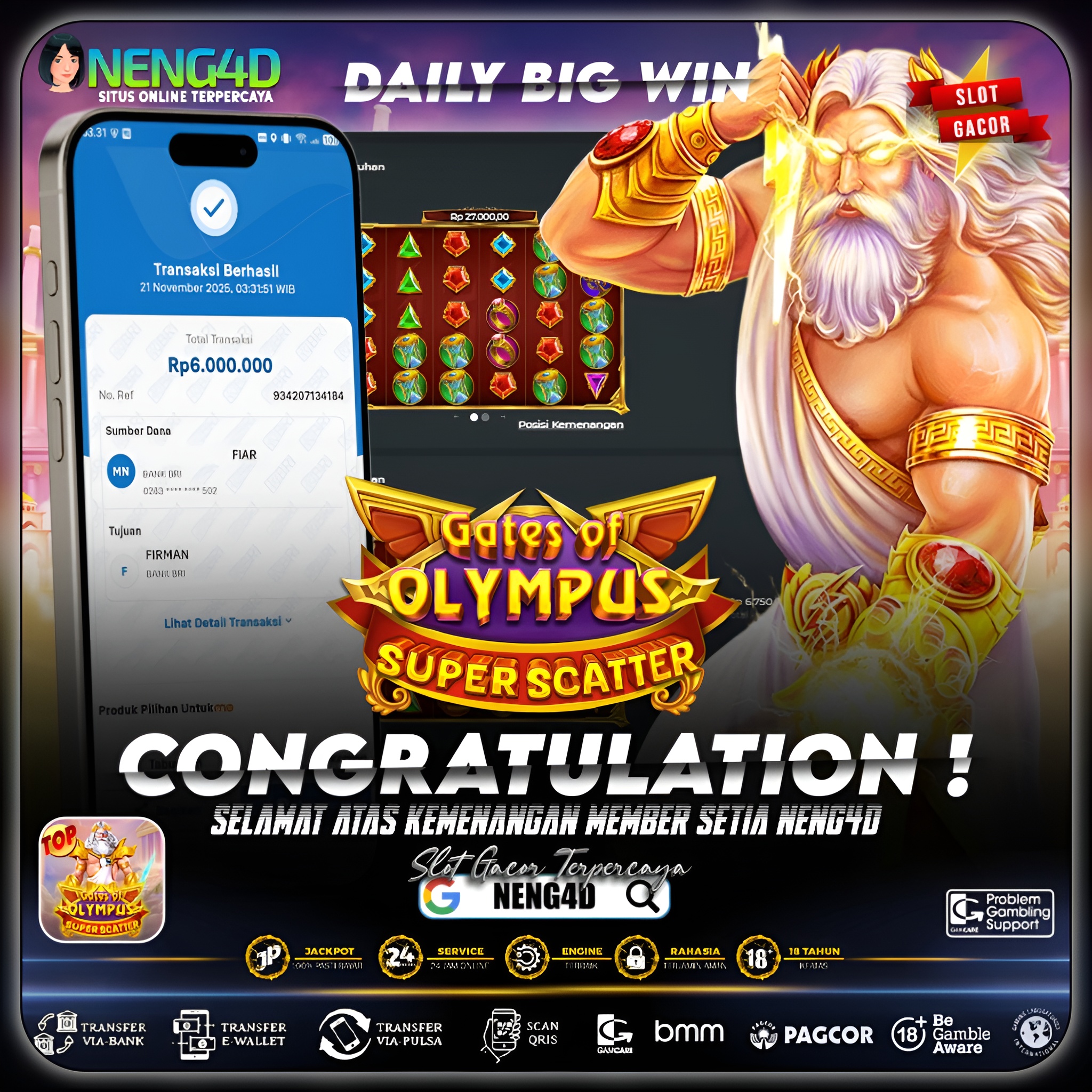 KEMENANGAN MEMBER SETIA NENG4D