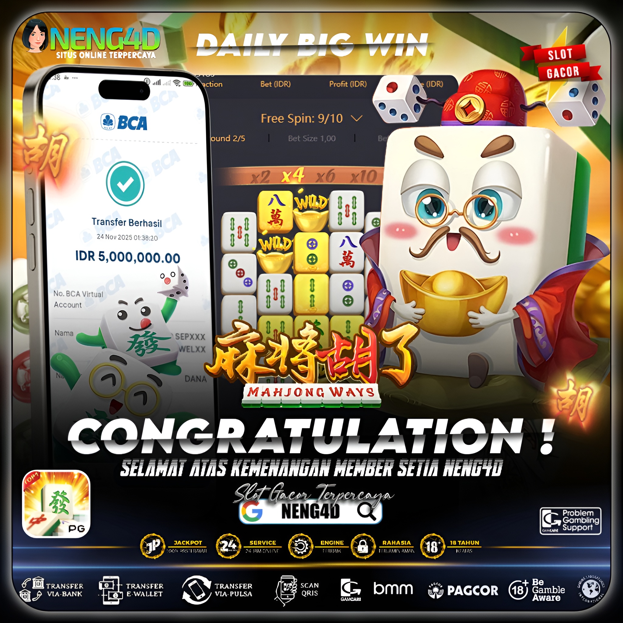 MENANG 5JT MAIN DI MAHJONG WAYS PG SOFT