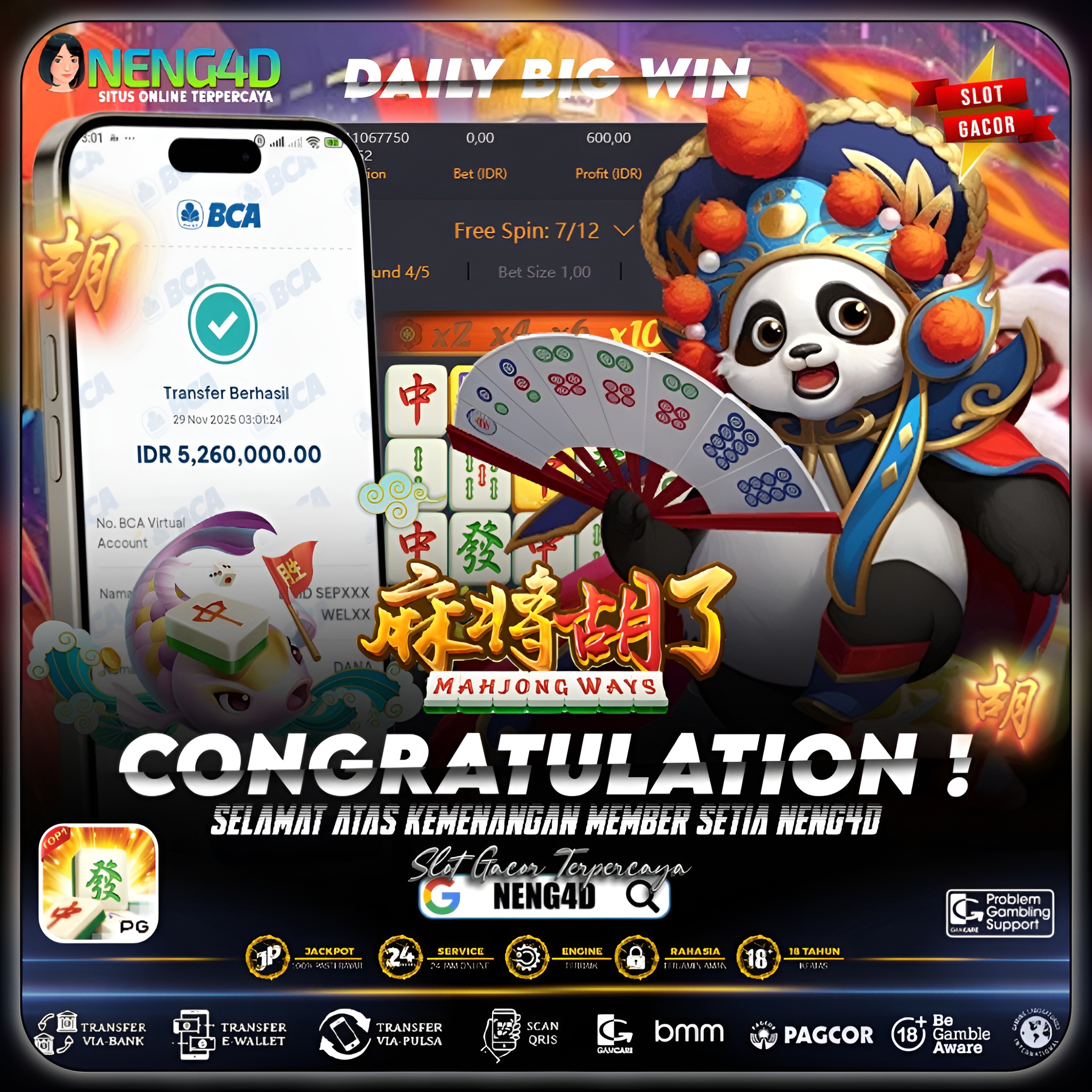 MEMBER NENG4D RAIH 5 JUTA DI PERMAINAN PG SOFT