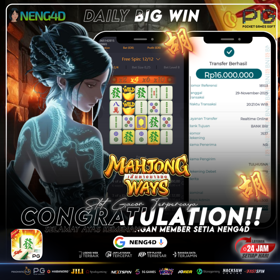 MEMBER SETIA NENG4D MENANG 16 JUTA DI MAHJONG WAYS PG SOFT