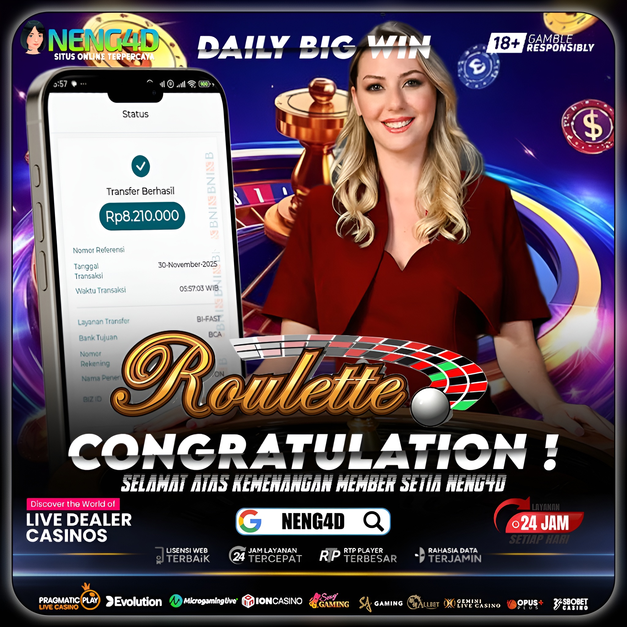 MEMBER NENG4D RAIH 8 JUTA DI ROULETTE